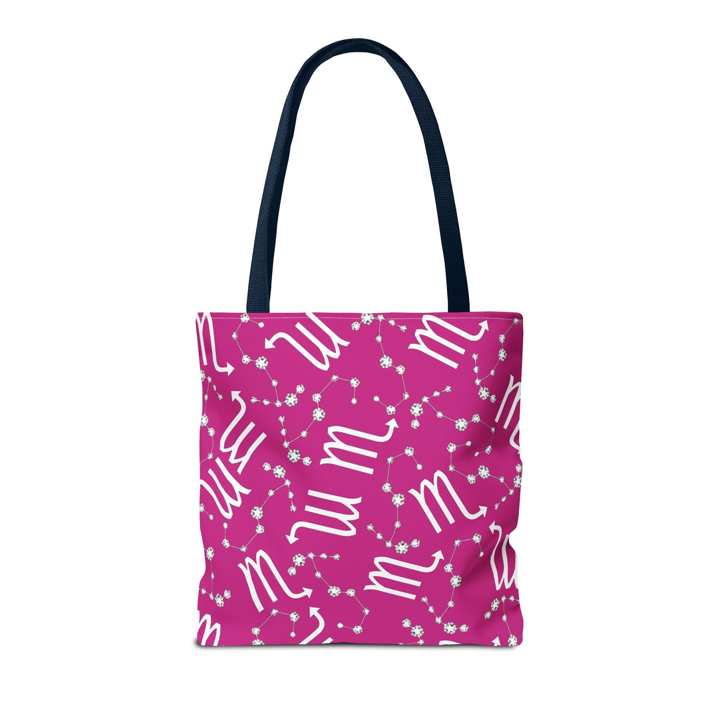 Tote Bag, Scorpio Zodiac Sign, AOP, (Pink, White)