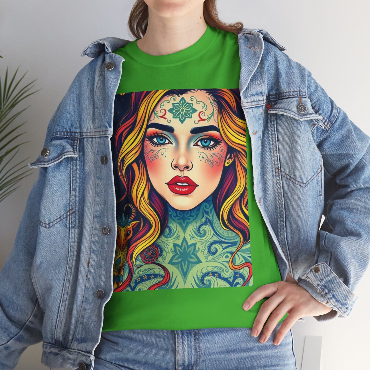 Unisex Heavy Cotton T-Shirt, Aquarius, Zodiac v2, Sexy Art