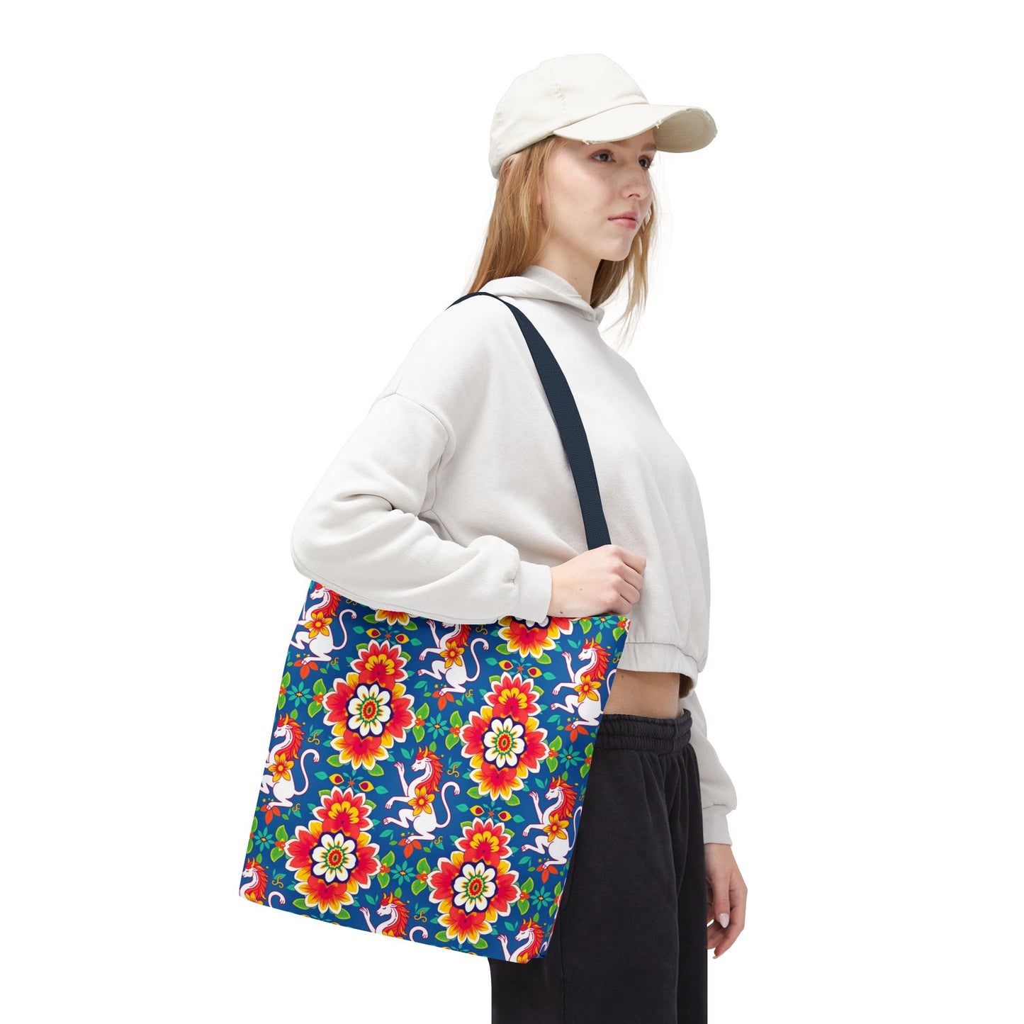 Tote Bag, (AOP), Virgo, Zodiac v2, Flower Pattern