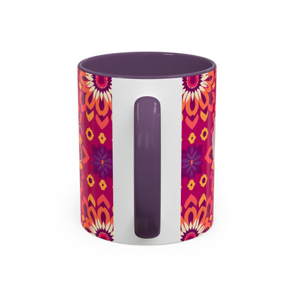 Accent Coffee Mug, Gemini, Zodiac v1, Flower Pattern, (11, 15oz)