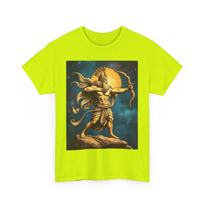 Unisex Heavy Cotton T-Shirt, Midnight Arrow, Sagittarius Zodiac Design
