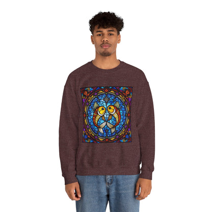 Unisex Heavy Blend™ Crewneck Sweatshirt, Glass 1, Pisces Zodiac Design