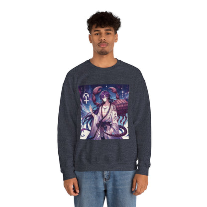 Unisex Heavy Blend™ Crewneck Sweatshirt, Scorpio Zodiac Design, purple scorpion anime