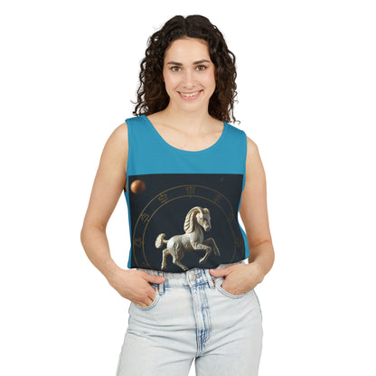 Unisex Garment-Dyed, Tank Top, Capricorn Design, Space Animal, 100% US cotton