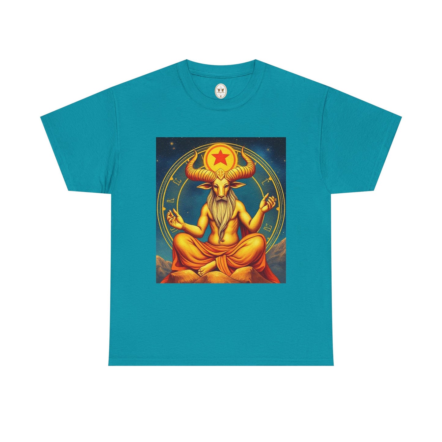 Unisex Heavy Cotton T-Shirt, Meditating Bull, Taurus Zodiac Design
