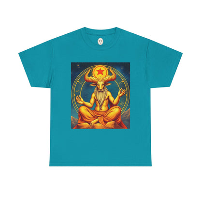 Unisex Heavy Cotton T-Shirt, Meditating Bull, Taurus Zodiac Design