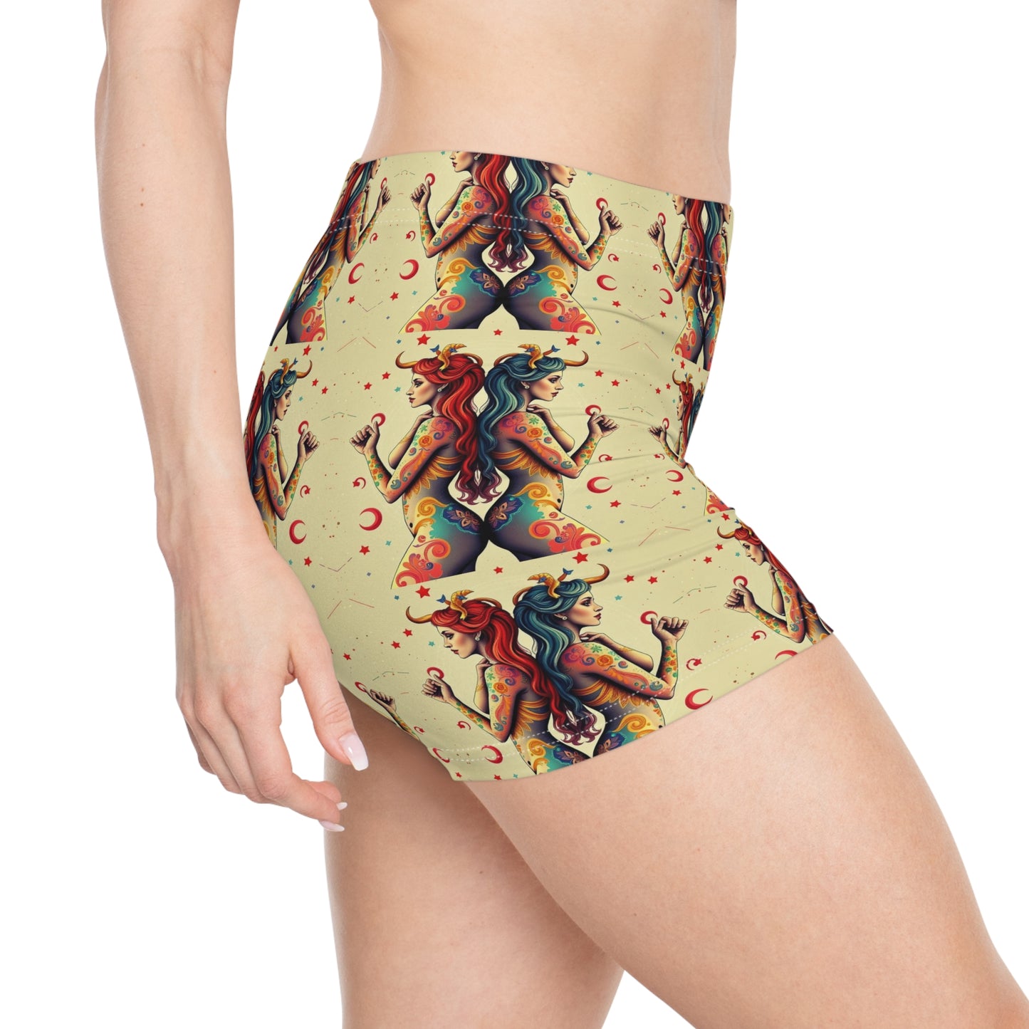 Women's Shorts, (AOP), Gemini, Zodiac v4, Sexy Pattern