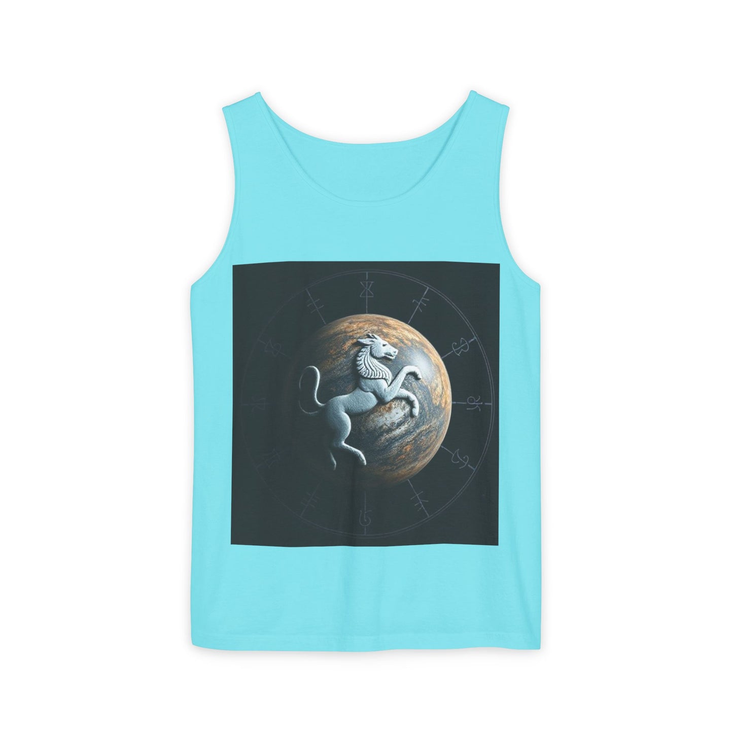 Unisex Garment-Dyed, Tank Top, Aquarius Design, Planet Animal, 100% Ringspun US cotton