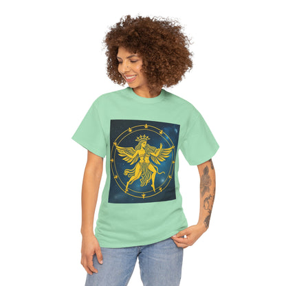 Unisex Heavy Cotton T-Shirt, Twin Angel v3, Gemini Zodiac Design