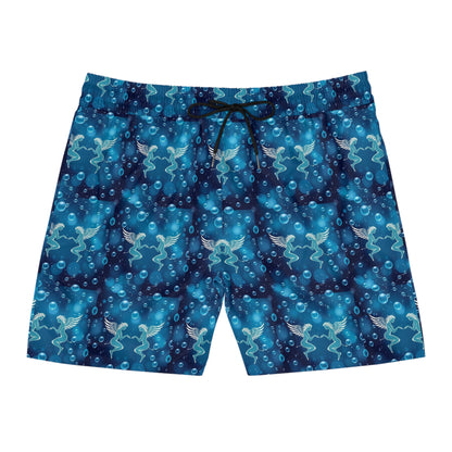 Men's Mid-Length Swim Shorts, (AOP), Gemini, Zodiac v2, Bubble Pattern