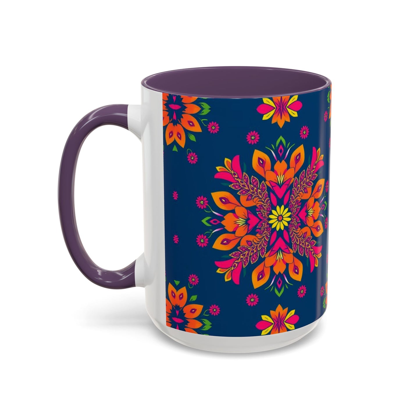 Accent Coffee Mug, Gemini, Zodiac v2, Flower Pattern, (11, 15oz)