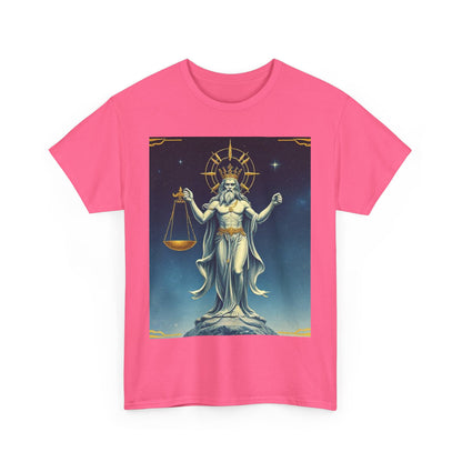 Unisex Heavy Cotton T-Shirt, Space, Libra God, Zodiac Design