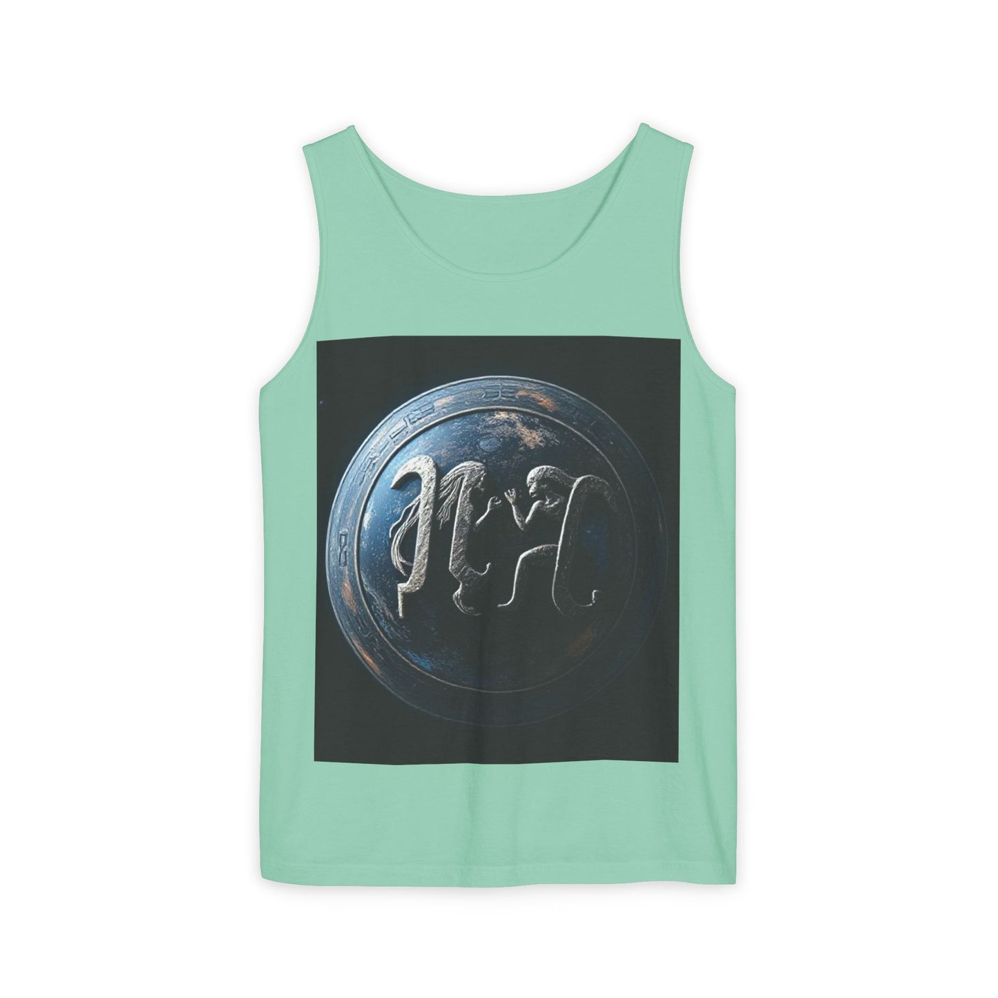 Unisex Garment-Dyed, Tank Top, Gemini Design, Space Symbol , 100% US cotton