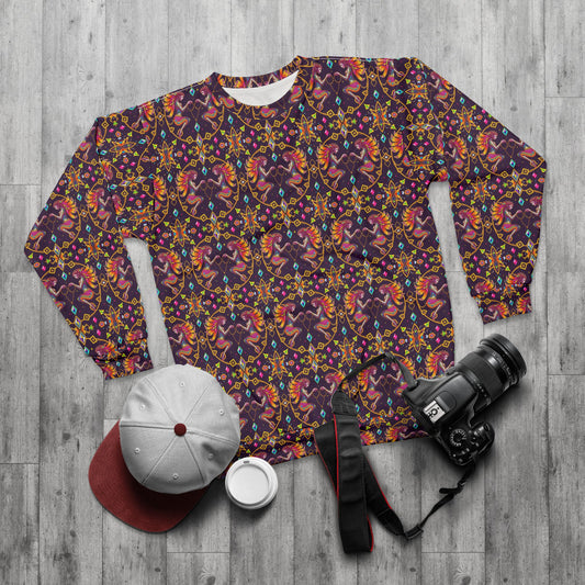 Unisex Sweatshirt (AOP), Gemini, Zodiac v2, Jewel Pattern