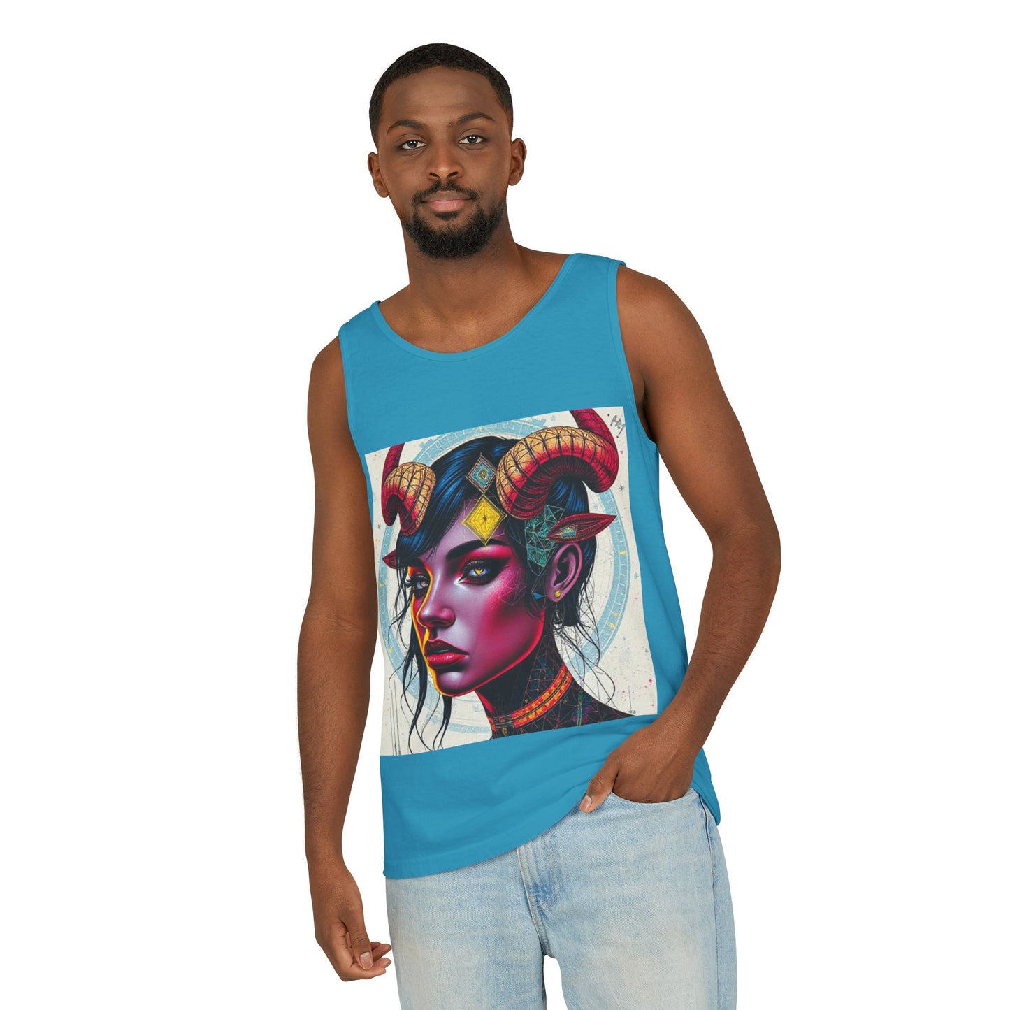Unisex Garment-Dyed, Tank Top, Taurus Design, Pop Art v2, 100% US cotton