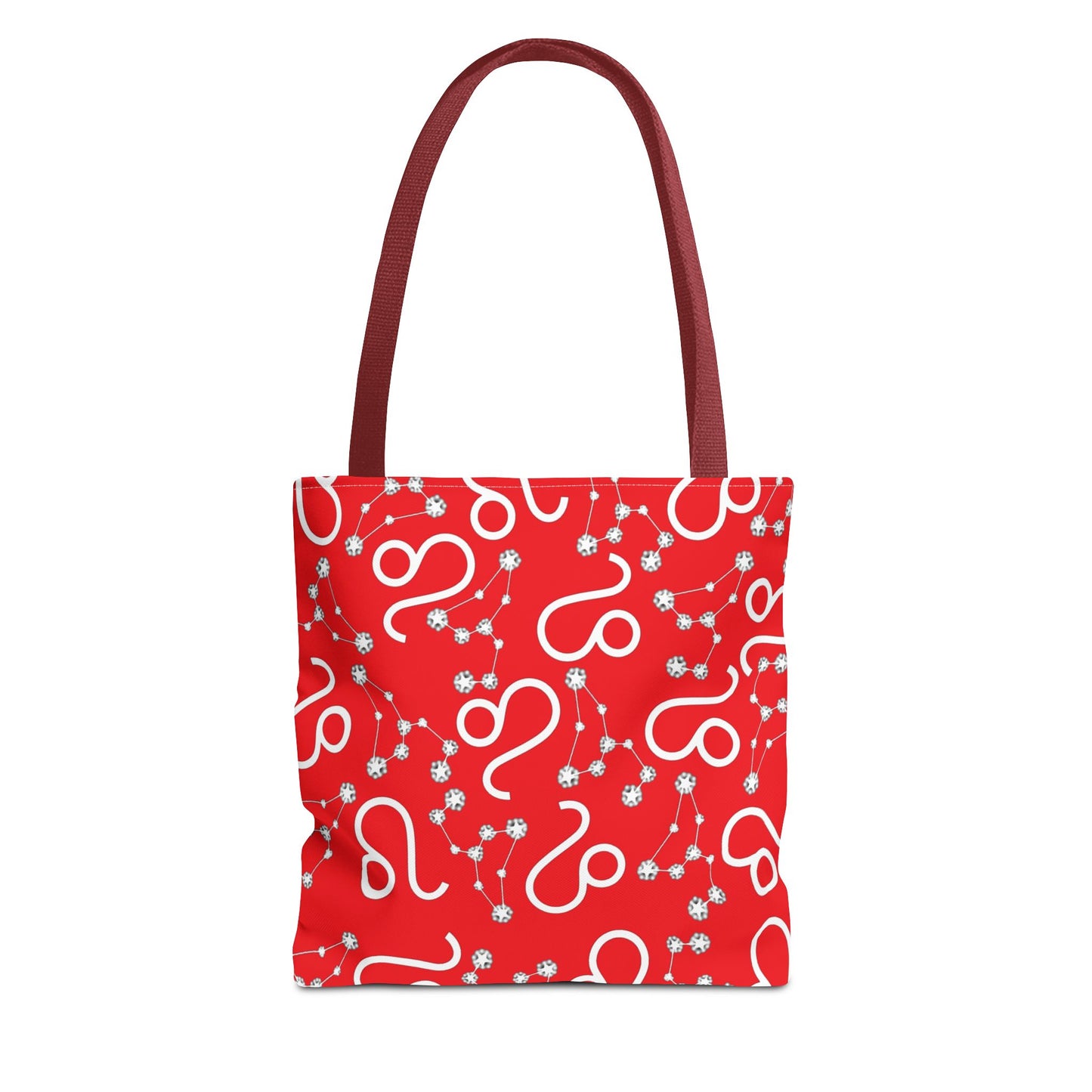Tote Bag, Leo Zodiac Sign, AOP, (Red, White)