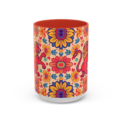 Accent Coffee Mug, Leo, Zodiac, Flower Pattern, (11, 15oz)