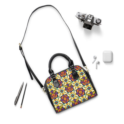Shoulder Handbag, Taurus, Zodiac v2, Flower Pattern