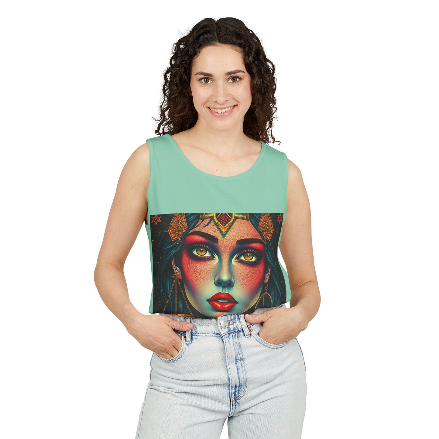 Unisex Garment-Dyed, Tank Top, Libra Design, Pop Art, 100% US cotton