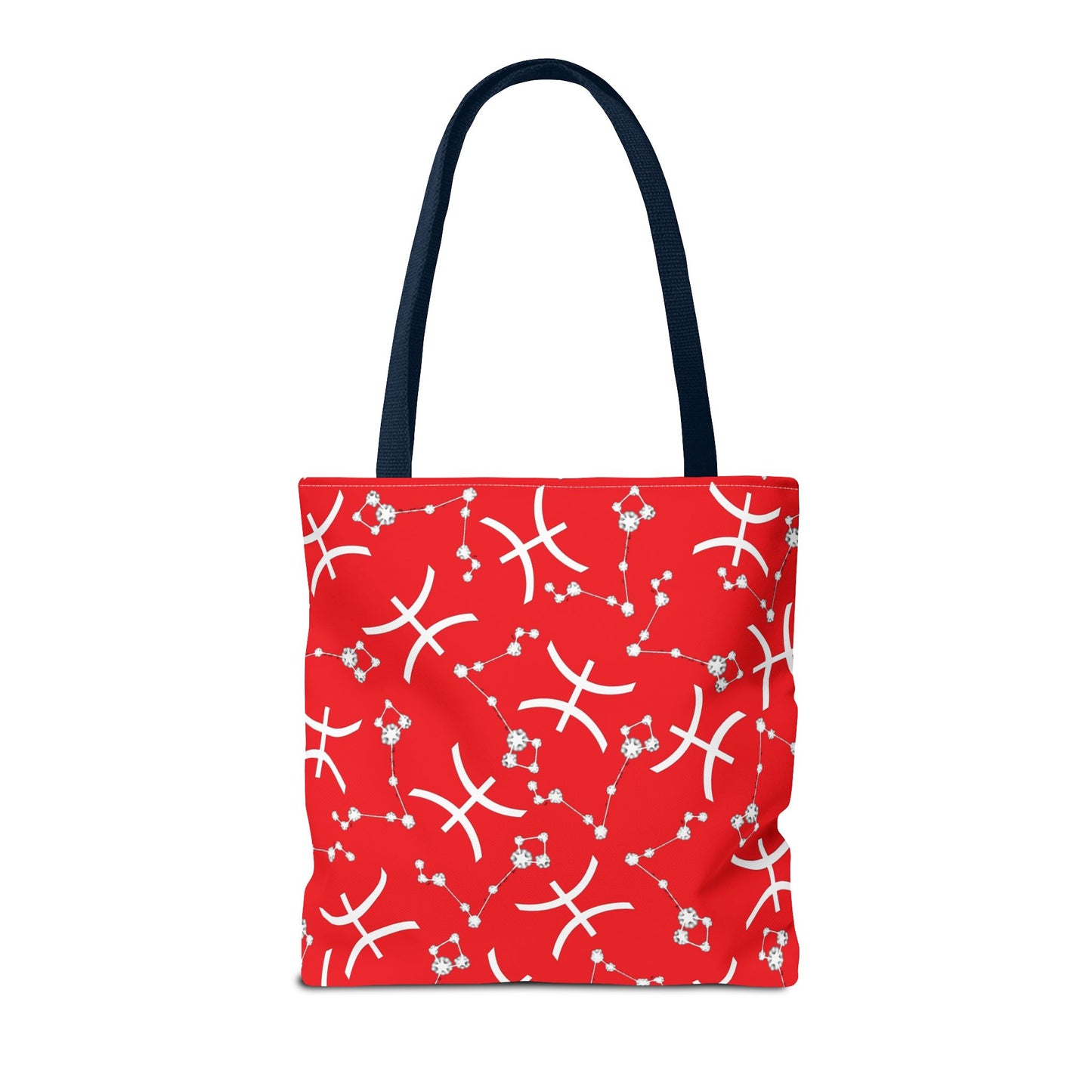 Tote Bag, Pisces Zodiac Sign, AOP, (Red, White)