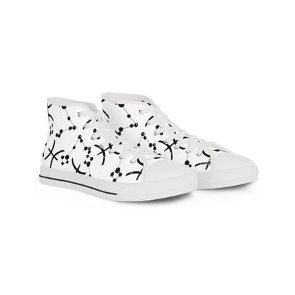 Men's High Top Sneakers, Breathable polyester canvas, Pisces Zodiac Design