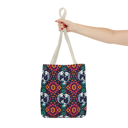 Tote Bag (AOP), Pisces, Zodiac v1, Flower Pattern