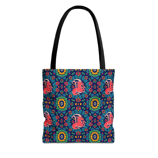 Tote Bag (AOP), Capricorn, Zodiac v1, Flower Pattern