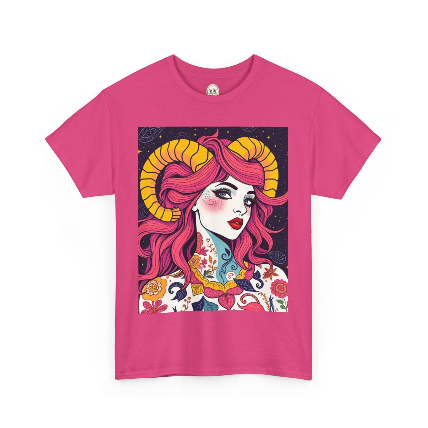 Unisex Heavy Cotton T-Shirt, Aries, Zodiac v2, Sexy Art