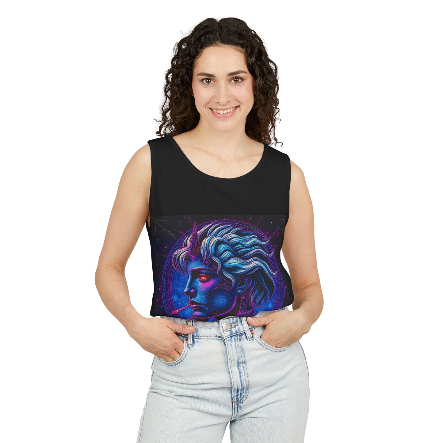 Unisex Garment-Dyed, Tank Top, Gemini, Pop Art v1, 100% US cotton