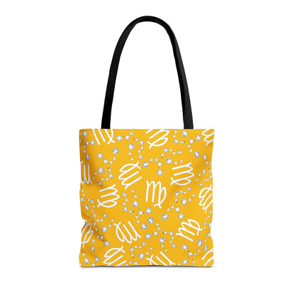 Tote Bag, Virgo Zodiac Sign, AOP, (Yellow White)