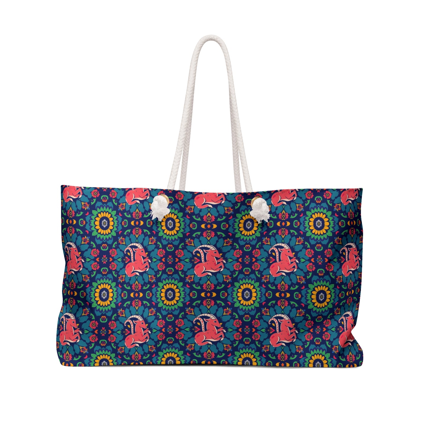 Weekender Bag, Capricorn, Zodiac v1, Flower Pattern