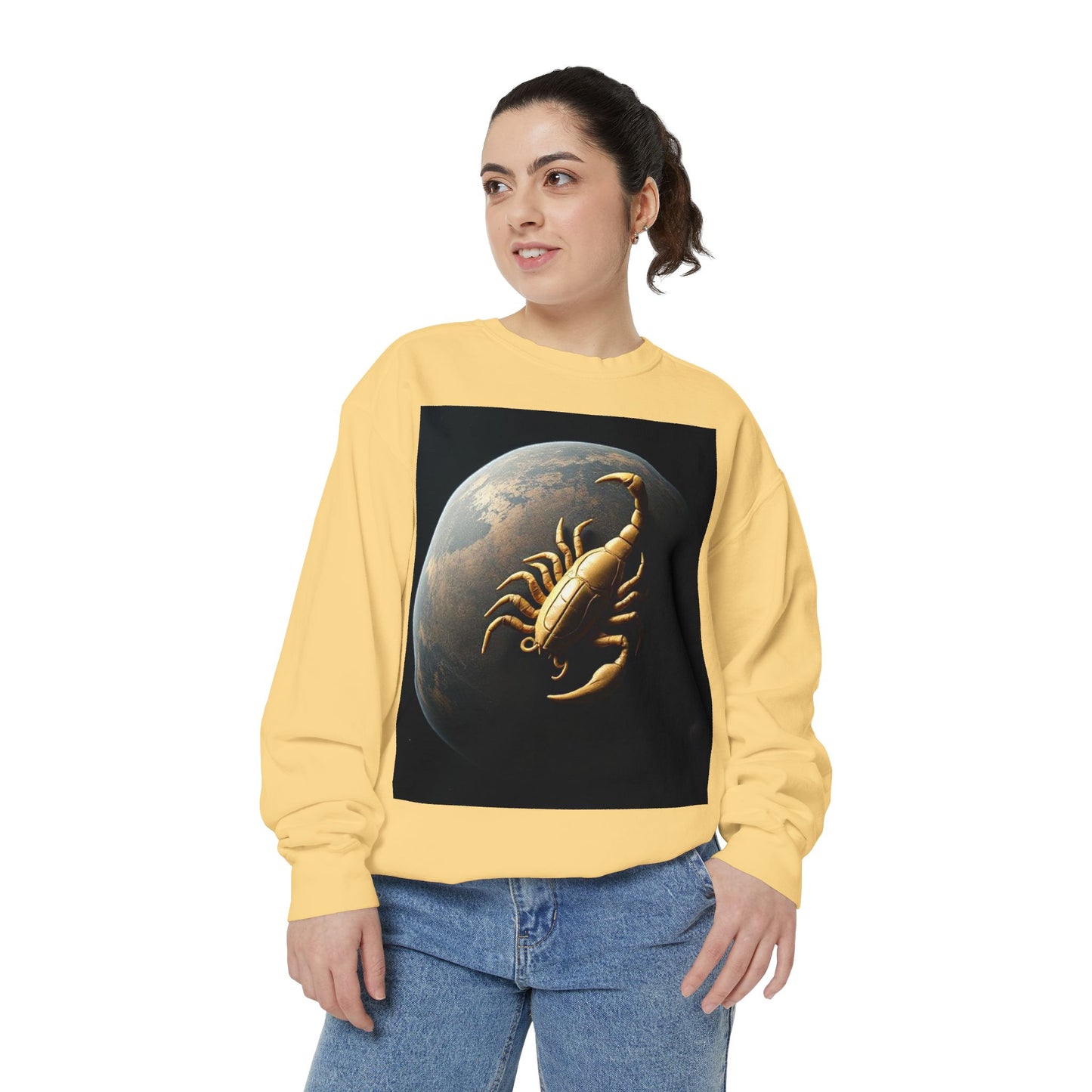 Garment-Dyed Sweatshirt, Unisex, Space Animal Design v1, Scorpio