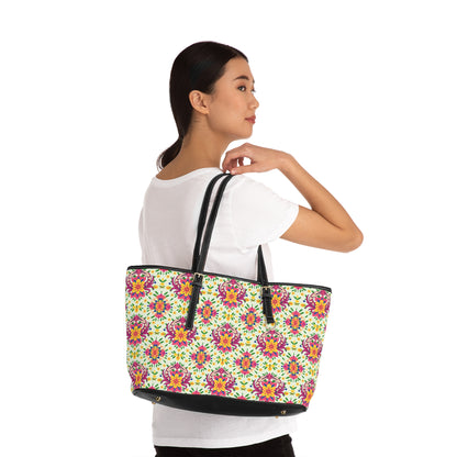 Leather Shoulder Bag, Cancer, Zodiac v2, Flower Pattern