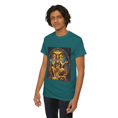 Unisex Heavy Cotton T-Shirt, On The Throne, Taurus Zodiac Design