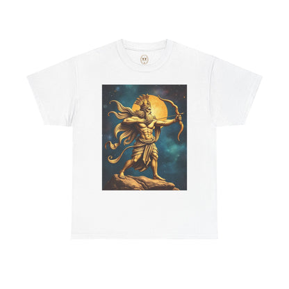 Unisex Heavy Cotton T-Shirt, Midnight Arrow v1, Sagittarius Zodiac Design