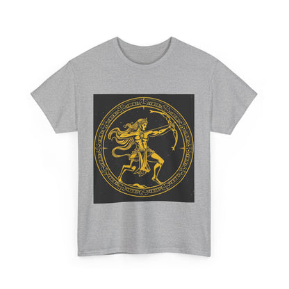 Unisex Heavy Cotton T-Shirt, Mythical Faun/Satyr v1, Sagittarius Zodiac Design