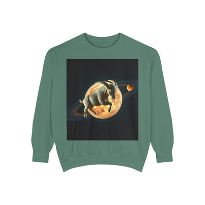 Garment-Dyed Sweatshirt, Unisex, Space Animal Design v1, Taurus