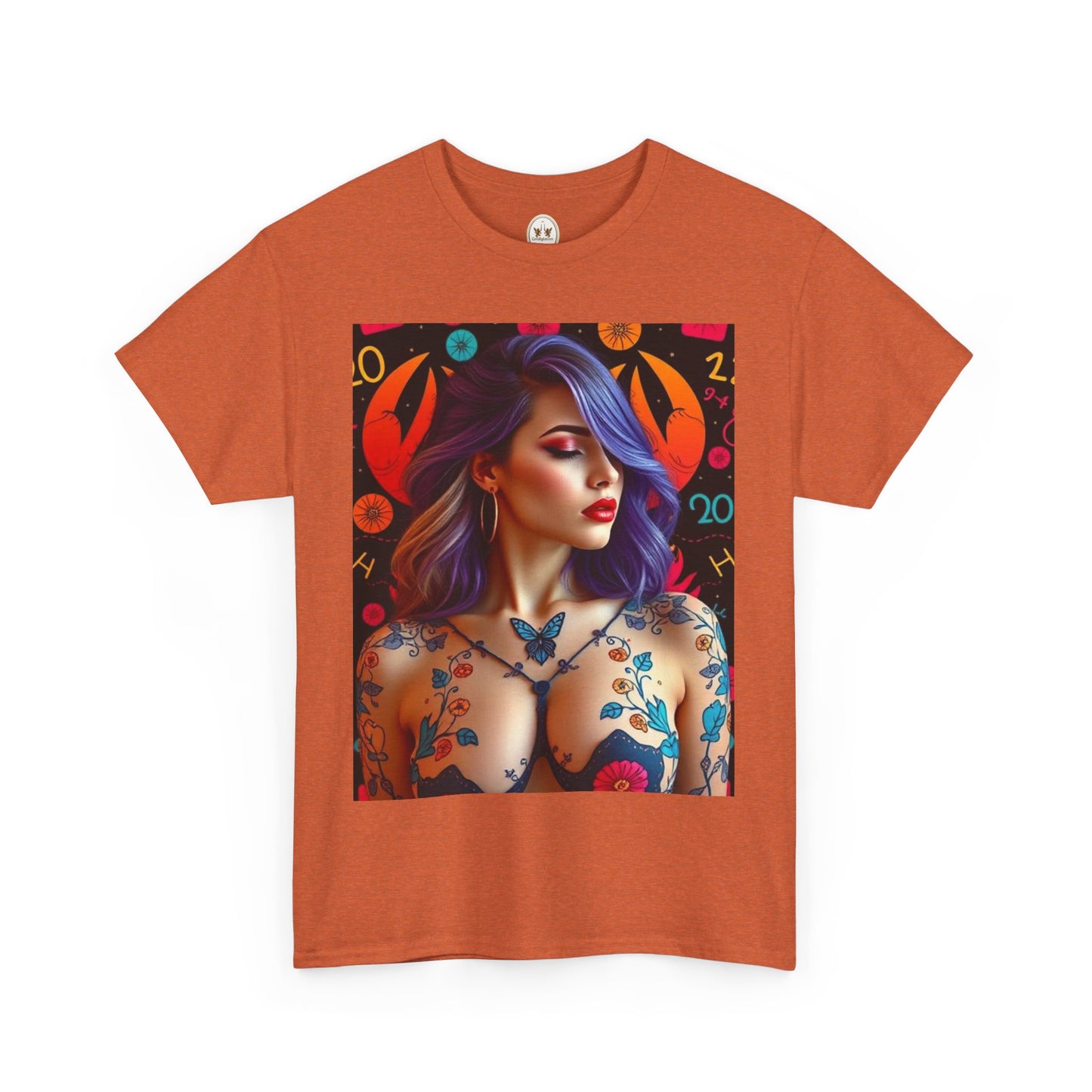Unisex Heavy Cotton T-Shirt, Cancer, Zodiac, Sexy Art