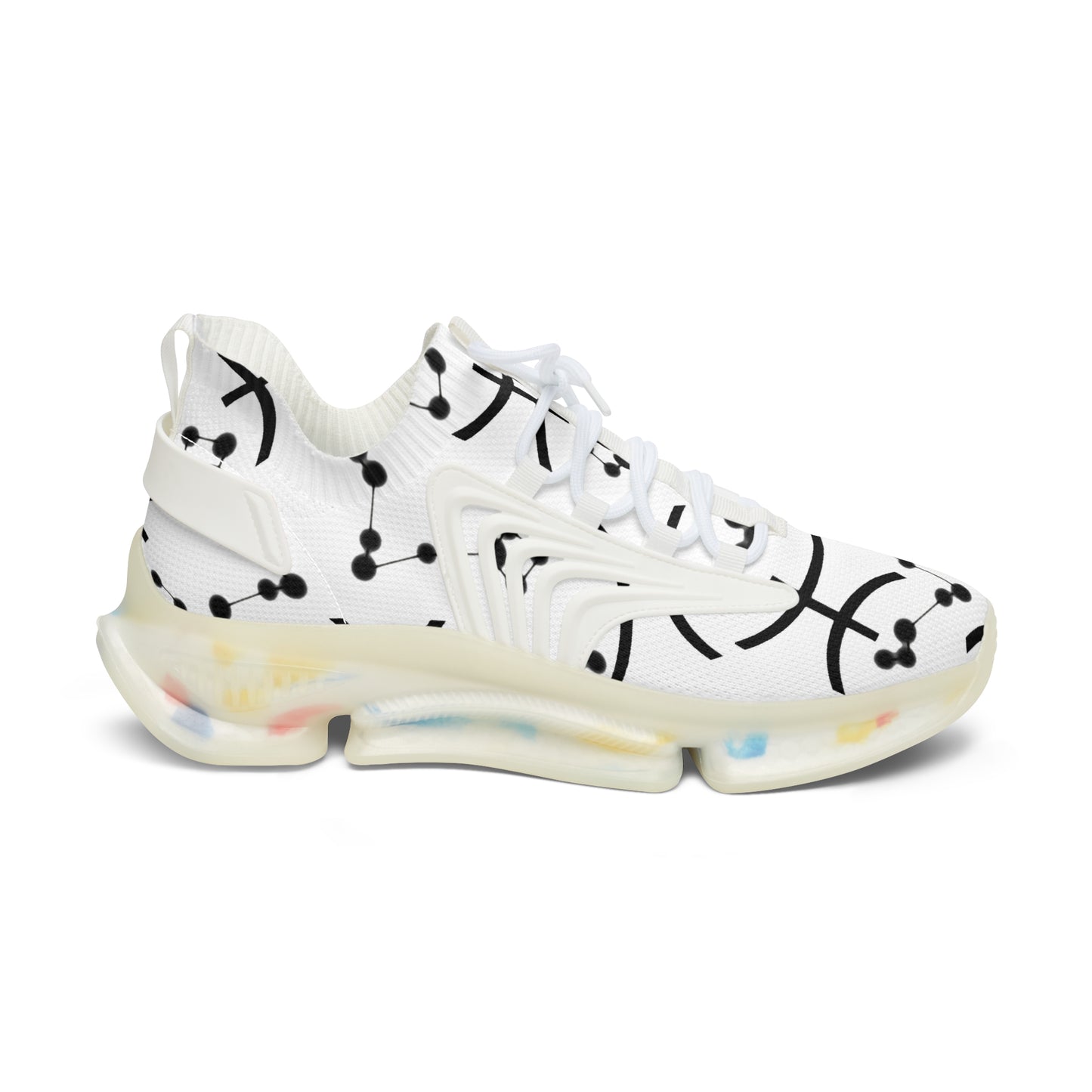 Women's Mesh Sneakers, Constellation & Symbol, Pisces Zodiac Sign, AOP