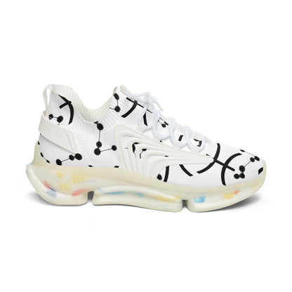 Women's Mesh Sneakers, Constellation & Symbol, Pisces Zodiac Sign, AOP