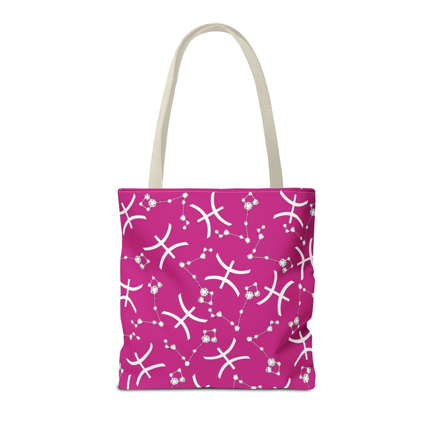 Tote Bag, Pisces Zodiac Sign, AOP, (Pink, White)