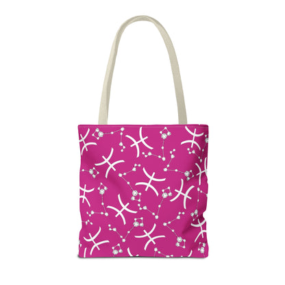 Tote Bag, Pisces Zodiac Sign, AOP, (Pink, White)