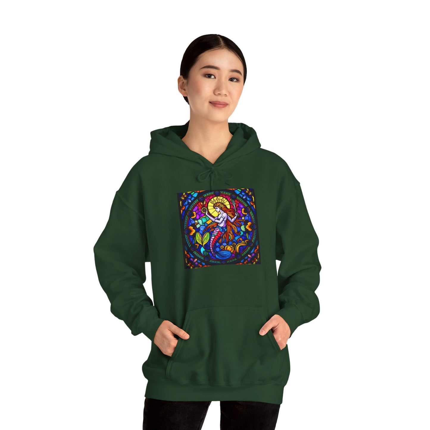 Unisex Heavy Blend™ Hooded Sweatshirt with glass Aquarius zodiac design