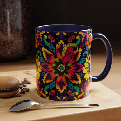 Accent Coffee Mug, Capricorn, Zodiac v4, Flower Pattern, (11, 15oz)