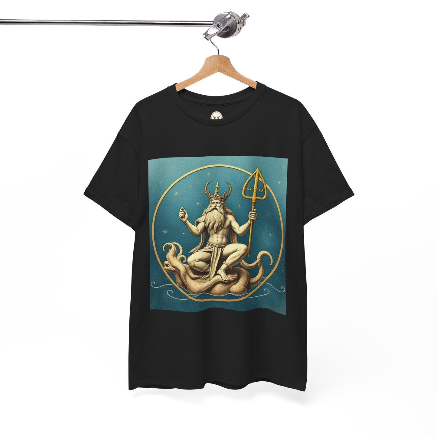Unisex Heavy Cotton T-Shirt, Aquarius God 2v, Zodiac Design