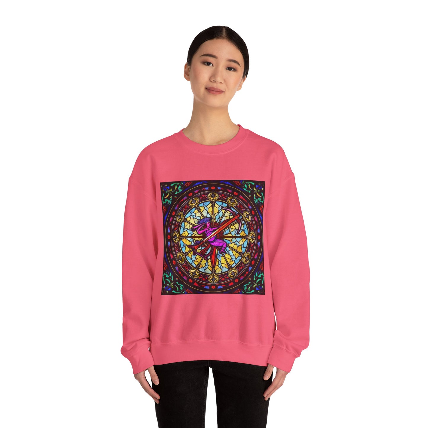 Unisex Heavy Blend™ Crewneck Sweatshirt, Glass 1, Sagittarius Zodiac Design