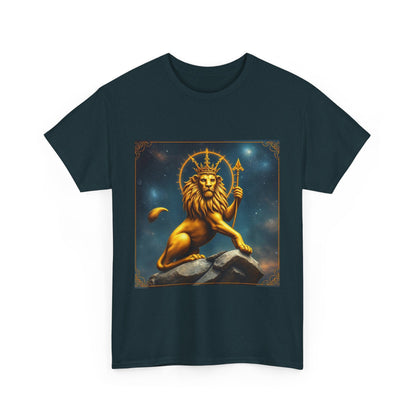 Unisex Heavy Cotton T-Shirt, King of Lions, Leo Zodiac Design
