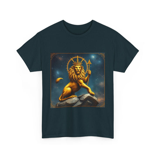 Unisex Heavy Cotton T-Shirt, King of Lions, Leo Zodiac Design