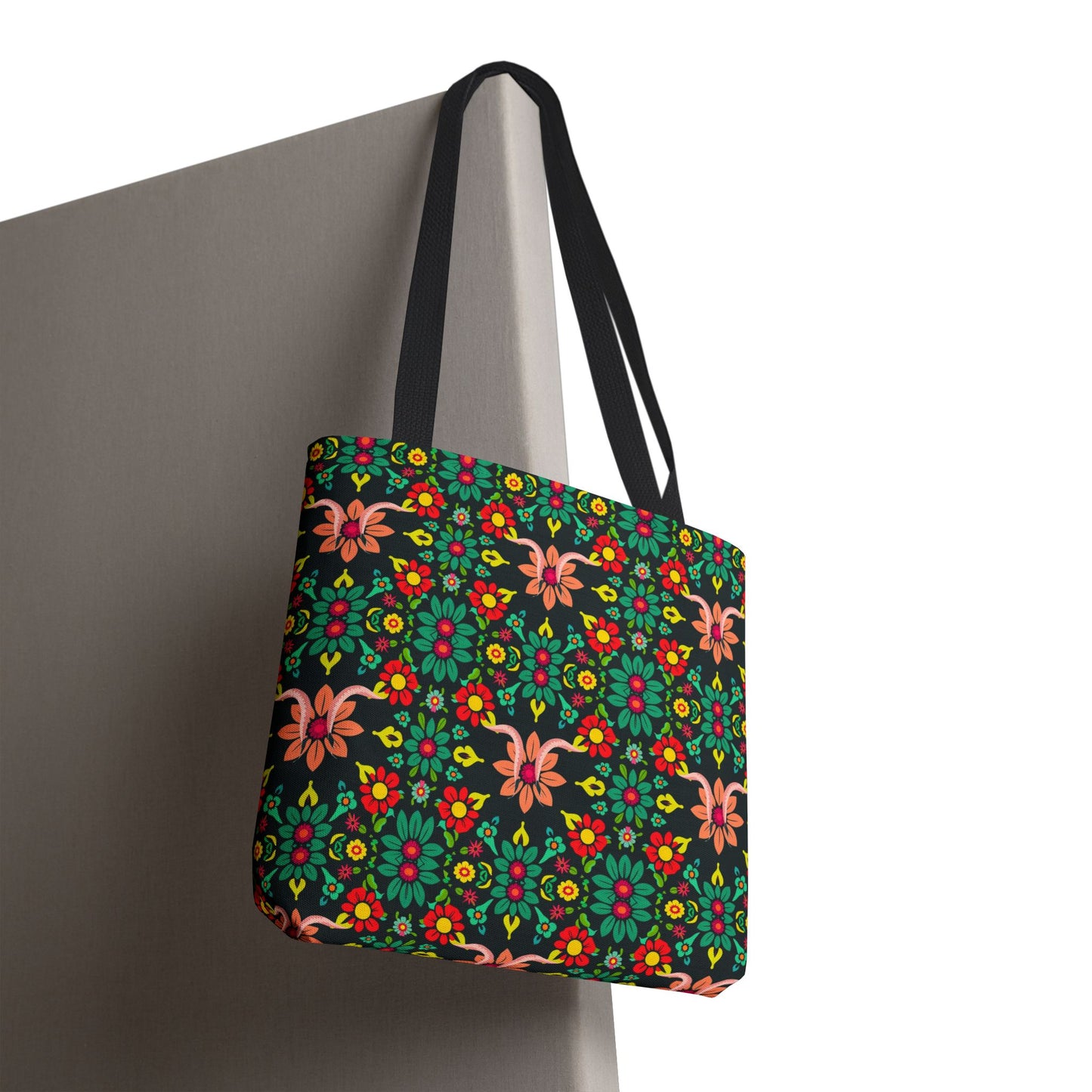 Tote Bag, (AOP), Aquarius, Zodiac v1, Flower Pattern
