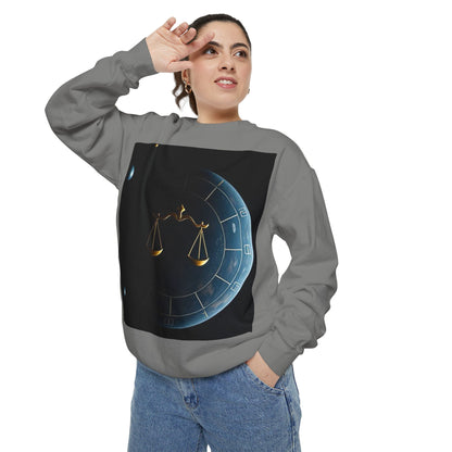 Garment-Dyed Sweatshirt, Unisex, Space Animal Design v1, Libra